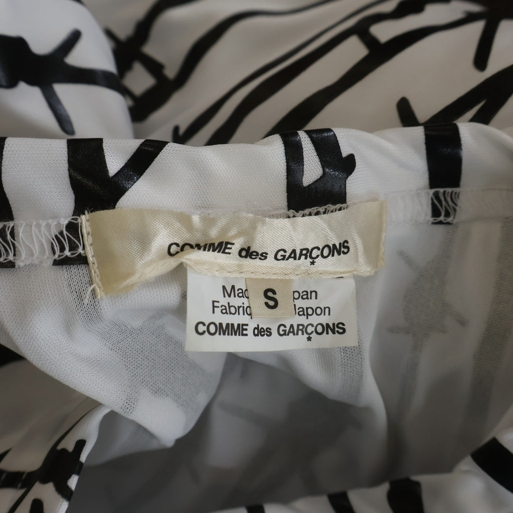 COMME des GARCONS(コムデギャルソン) 有刺鉄線グラフィックデザイン クルーネック半袖Tシャツ ショートスリーブカットソー ホワイト GN-T014