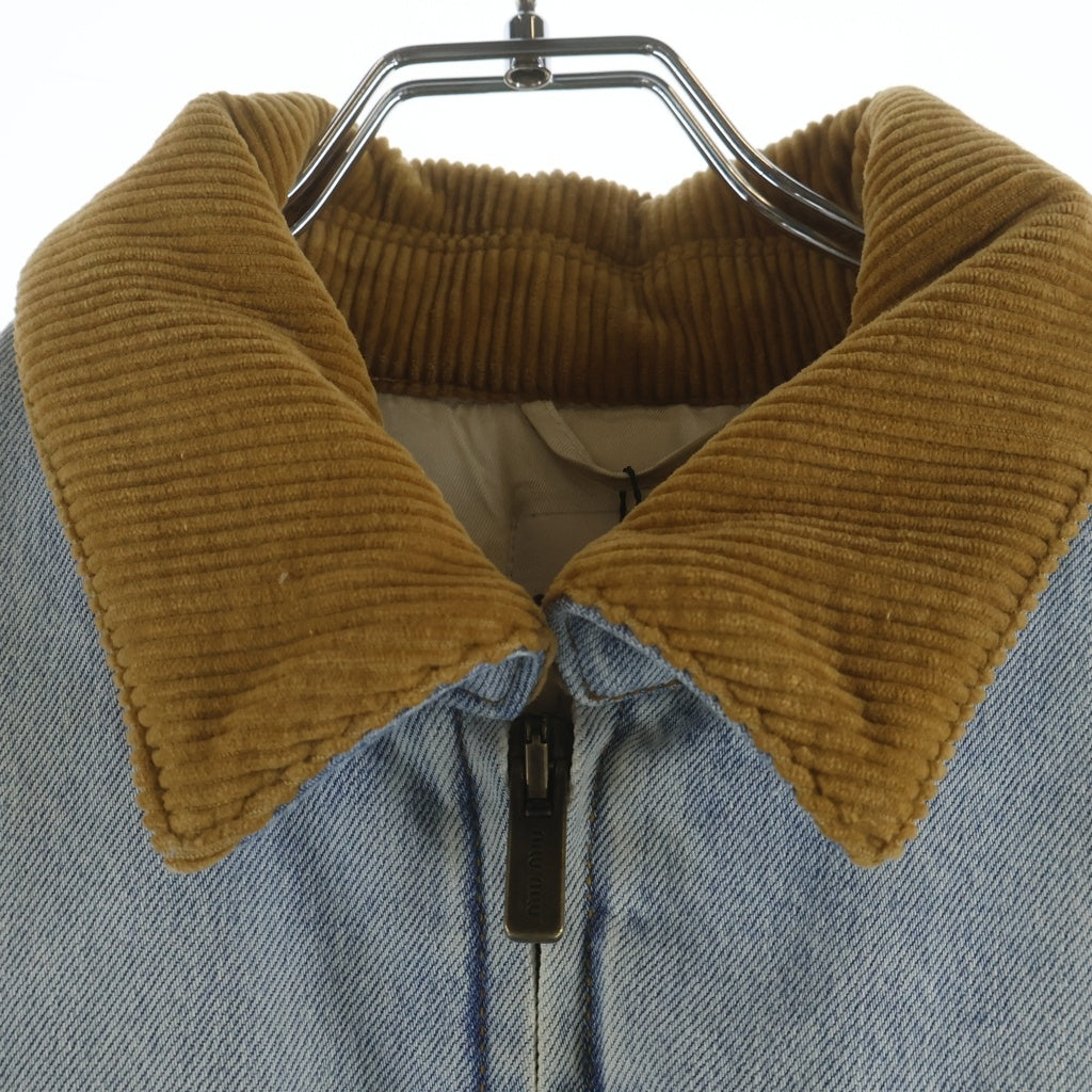 miumiu(ミュウミュウ) 24AW GWB221 Velvet Corduroy Collar Denim Jacket オーバー パデッドデニムブルゾンジャケット インディゴ