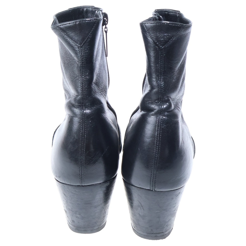 SAINT LAURENT PARIS(サンローランパリ) VASSILI ZIPPED BOOTS IN SMOOTH LEATHER ヴァッシーリ サイドジップ レザー ヒール ブーツ ブラック 667620