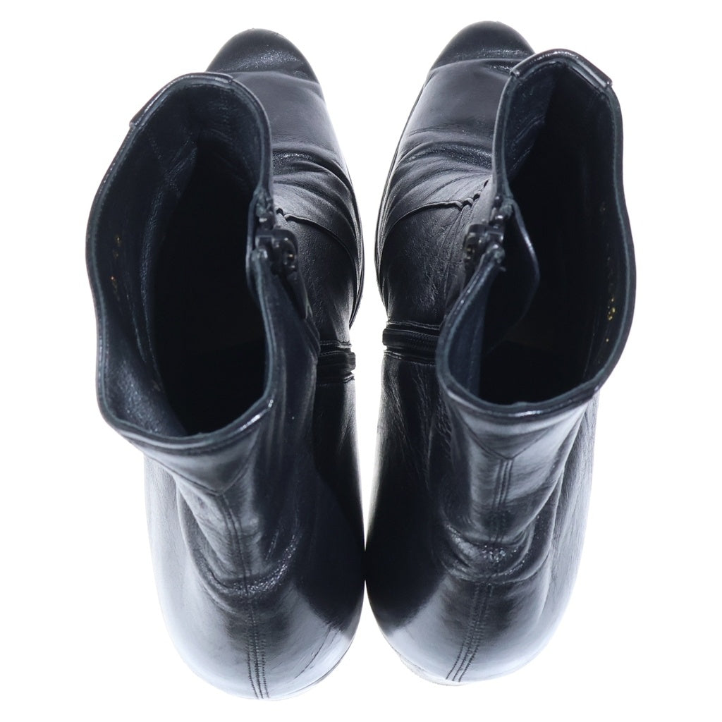 SAINT LAURENT PARIS(サンローランパリ) VASSILI ZIPPED BOOTS IN SMOOTH LEATHER ヴァッシーリ サイドジップ レザー ヒール ブーツ ブラック 667620