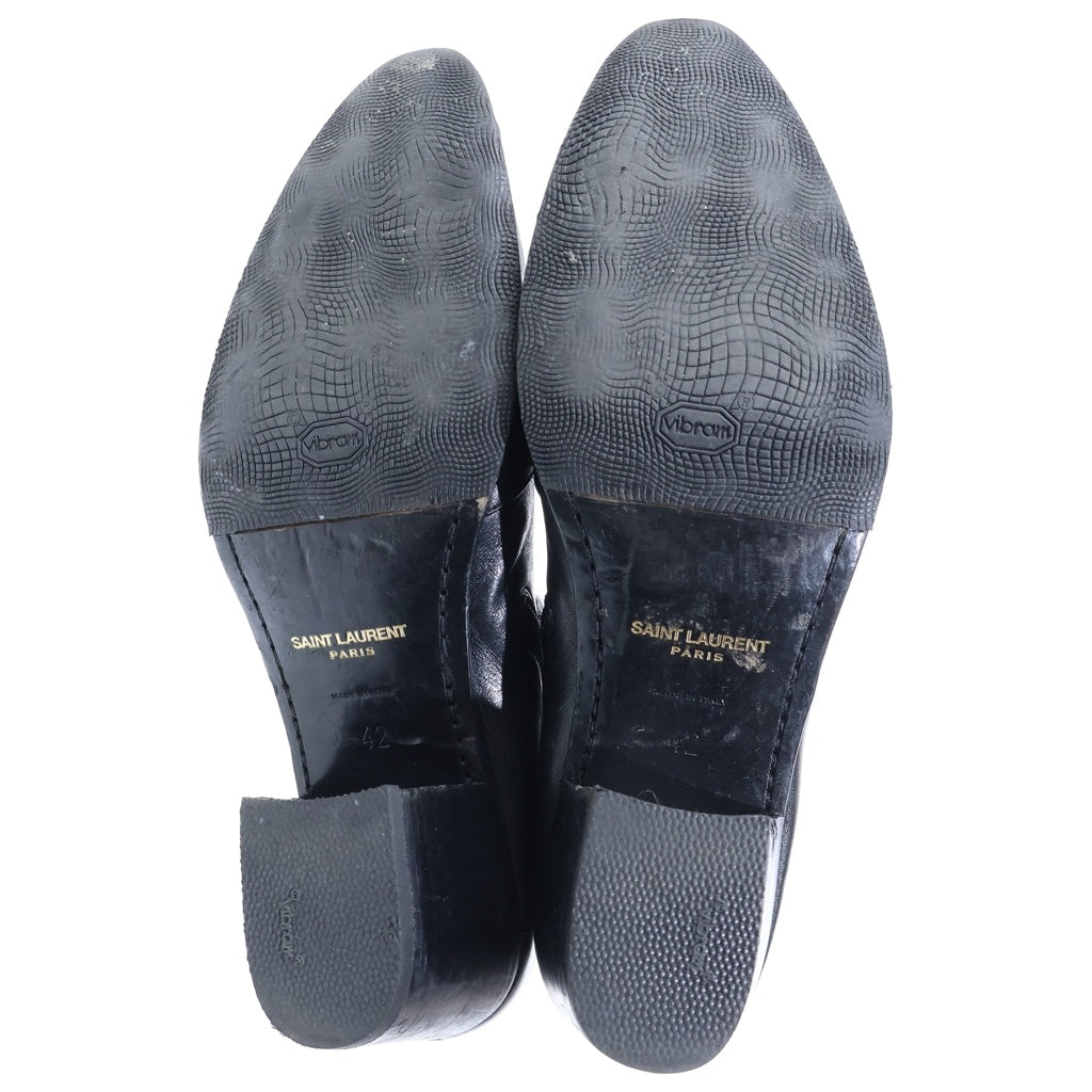 SAINT LAURENT PARIS(サンローランパリ) VASSILI ZIPPED BOOTS IN SMOOTH LEATHER ヴァッシーリ サイドジップ レザー ヒール ブーツ ブラック 667620
