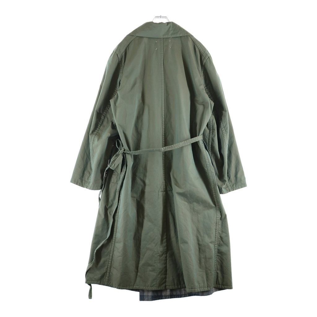 Maison Margiela(メゾンマルジェラ) Reversible Trench Coat リバーシブルトレンチオーバーコート チェック柄 カーキ/ブルー S50AH0118 S60436