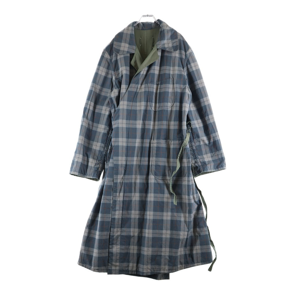 Maison Margiela(メゾンマルジェラ) Reversible Trench Coat リバーシブルトレンチオーバーコート チェック柄 カーキ/ブルー S50AH0118 S60436