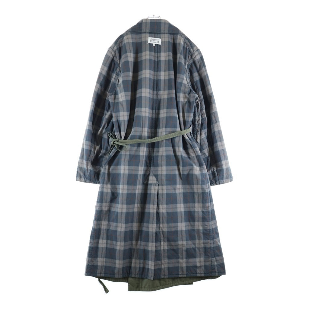 Maison Margiela(メゾンマルジェラ) Reversible Trench Coat リバーシブルトレンチオーバーコート チェック柄 カーキ/ブルー S50AH0118 S60436