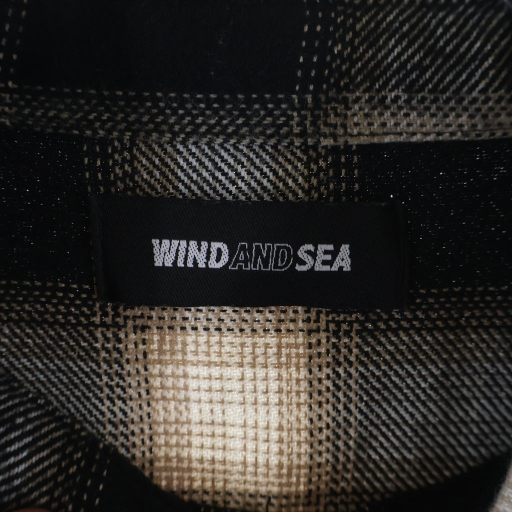WIND AND SEA(ウィンダンシー) フロントワッペン付 フランネル コットン 長袖シャツ ブラック/ホワイト WDS-O-ATTD-25-Q1-SH-01