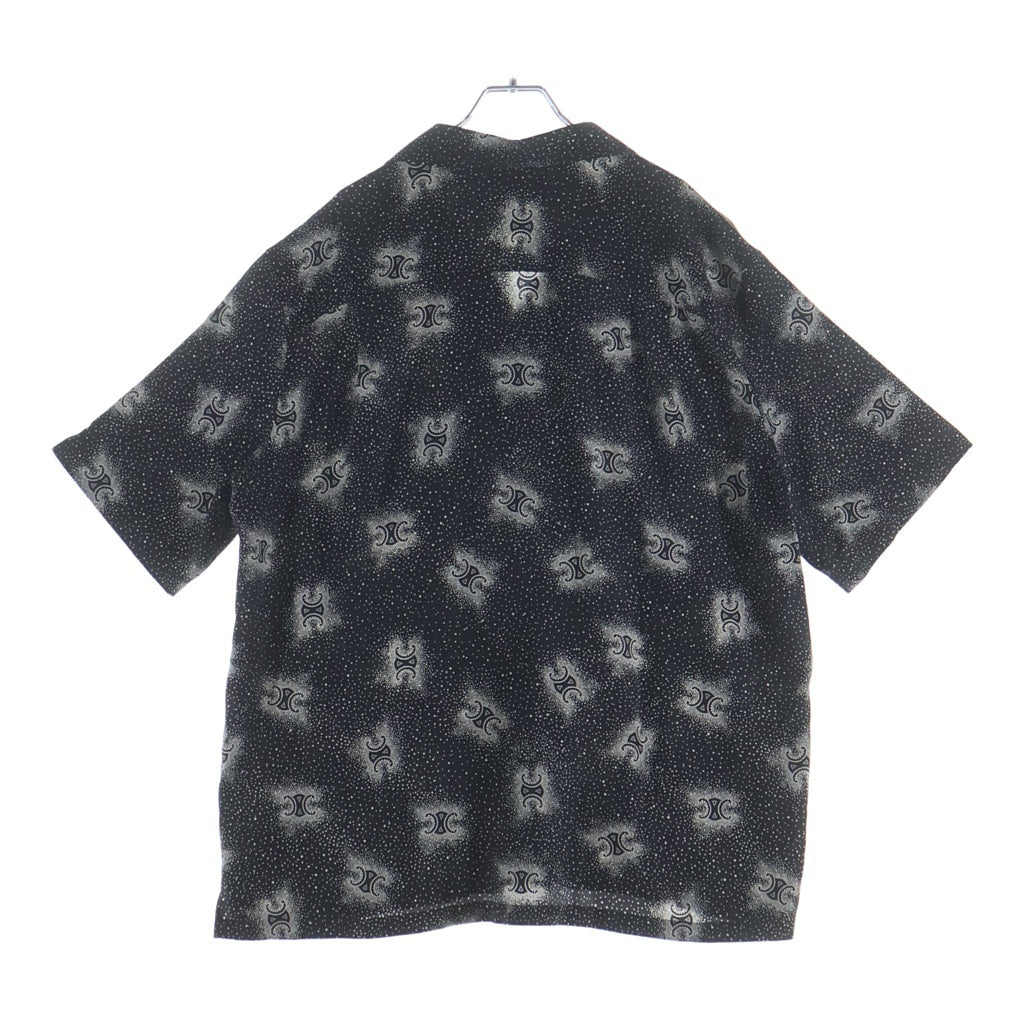 CELINE(セリーヌ) トリオンフ シルク オープンカラーシャツ 半袖シャツ ブラック 2C946932W.38CE