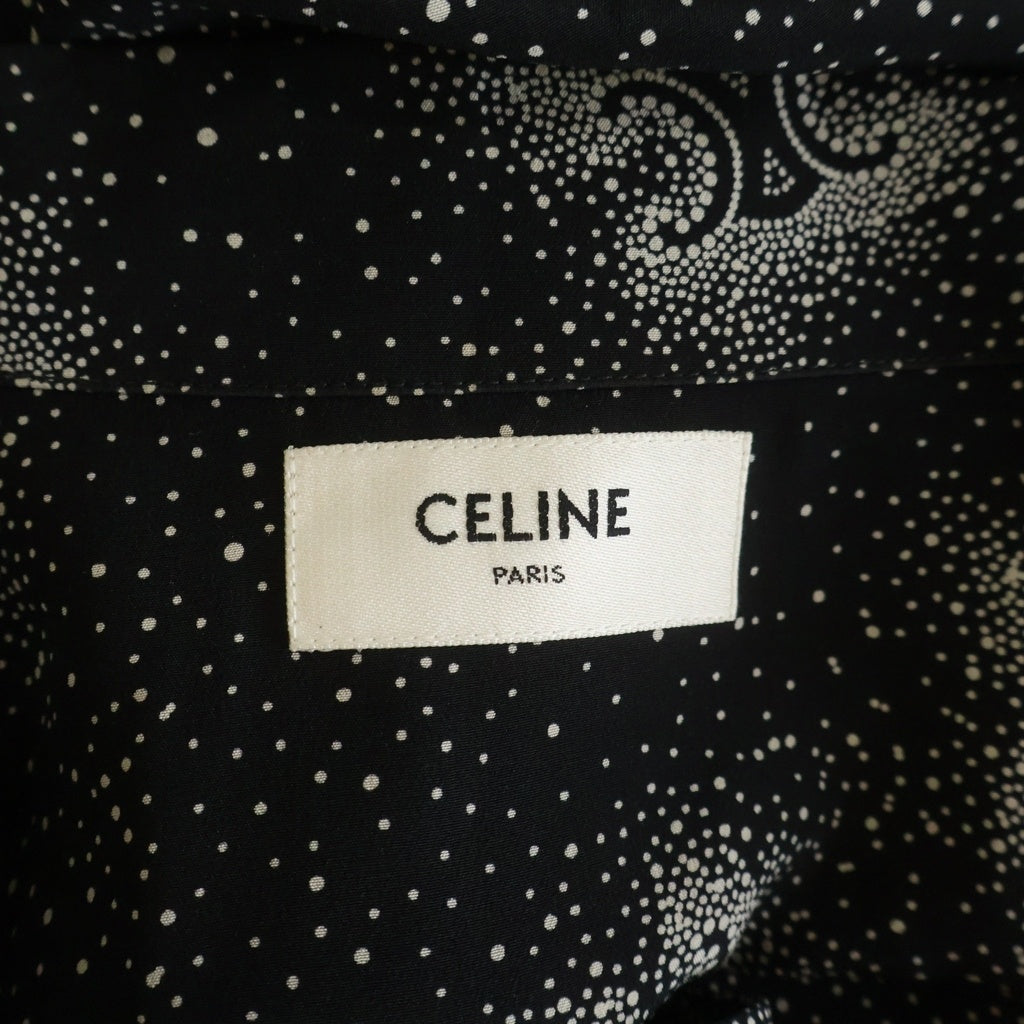 CELINE(セリーヌ) トリオンフ シルク オープンカラーシャツ 半袖シャツ ブラック 2C946932W.38CE