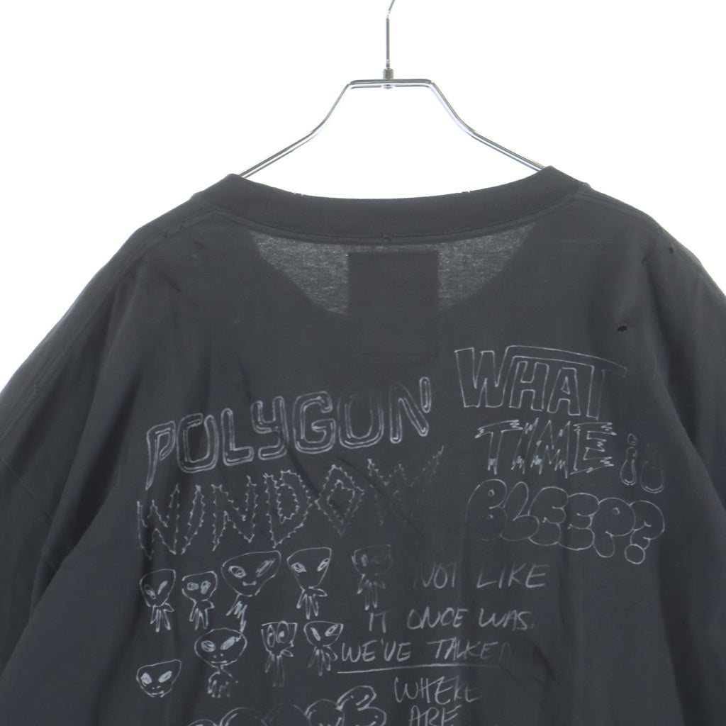 MAISON MIHARAYASUHIRO(メゾンミハラヤスヒロ) DISTRESSED TEE デストロイ グラフィックプリント 半袖 クルーネック カットソー ブラック