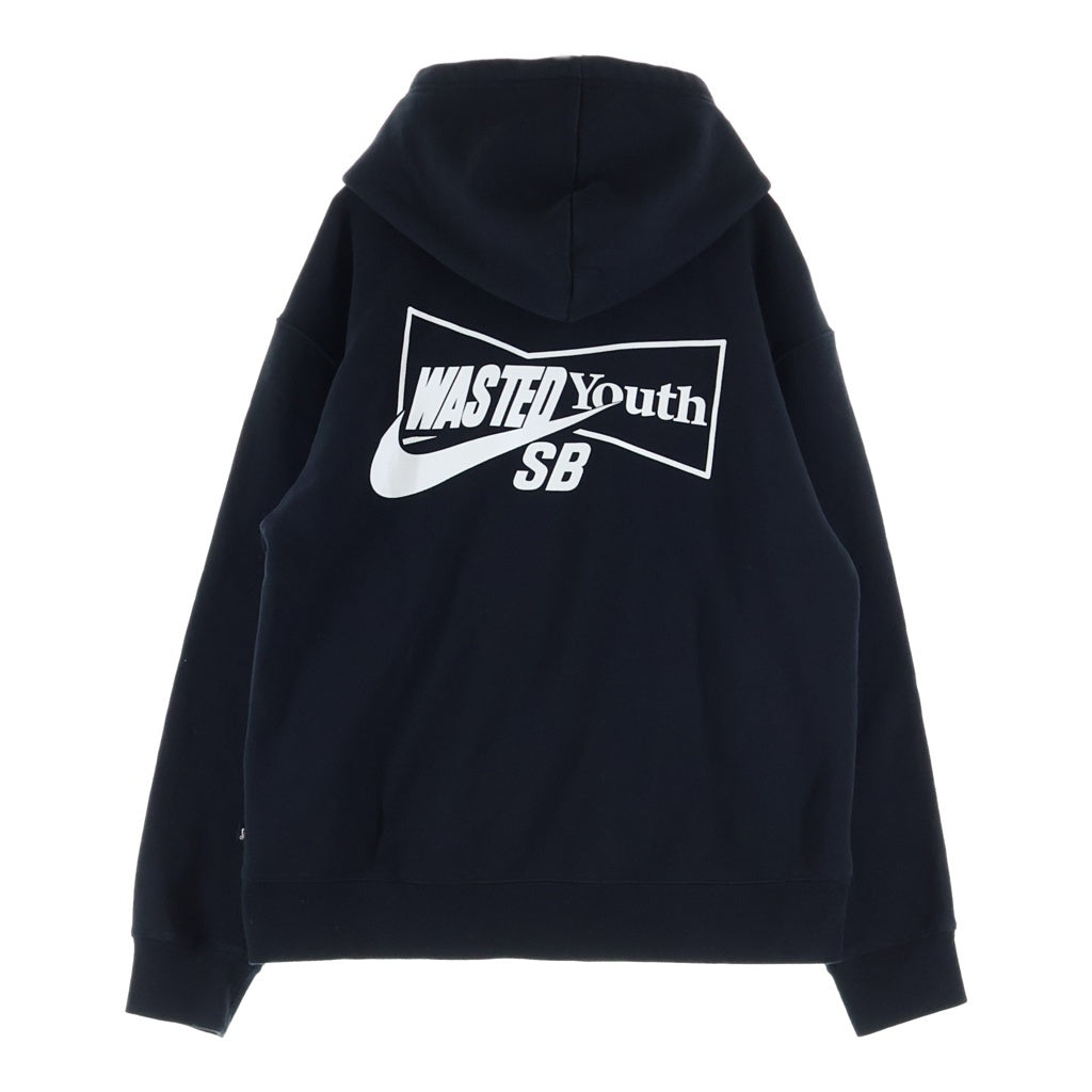 NIKE SB(ナイキエスビー) ×Wasted Youth ウェイステッドユース フロントロゴプリント プルオーバーパーカー フーディー ブラック CW5615-010