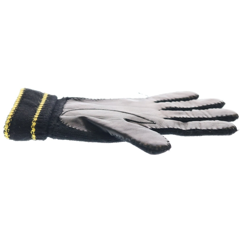 GUCCI(グッチ) Logo Wool Gloves ロゴ入り レザー切り替え ウール 手袋 グローブ ブラック 668730 4SAAX