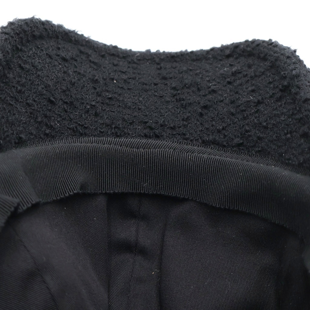 SAINT LAURENT PARIS(サンローランパリ) SLロゴ ツイード ウール キャップ ブラック