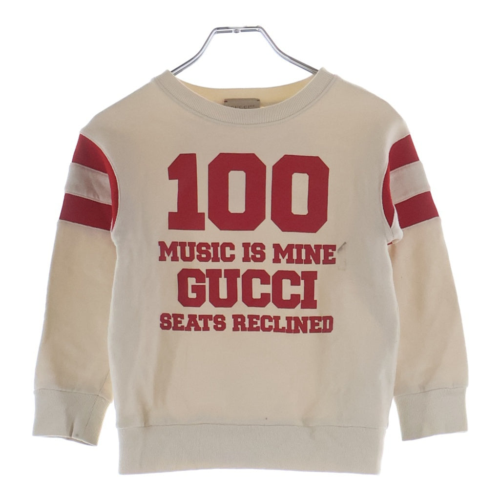 GUCCI(グッチ) Graphic Printed Sweatshirt 両面プリント クルーネック 長袖スウェット トレーナー アイボリー キッズ 681993 XJD1W