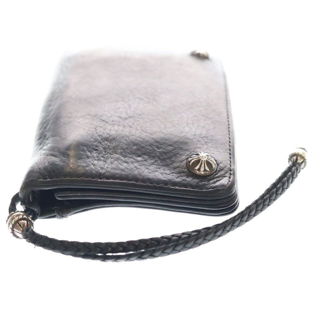 CHROME HEARTS(クロムハーツ) 2ZIP STRAP 2ジップストラップ ストラップ付クロスボールボタン レザーウォレット 財布 ブラック
