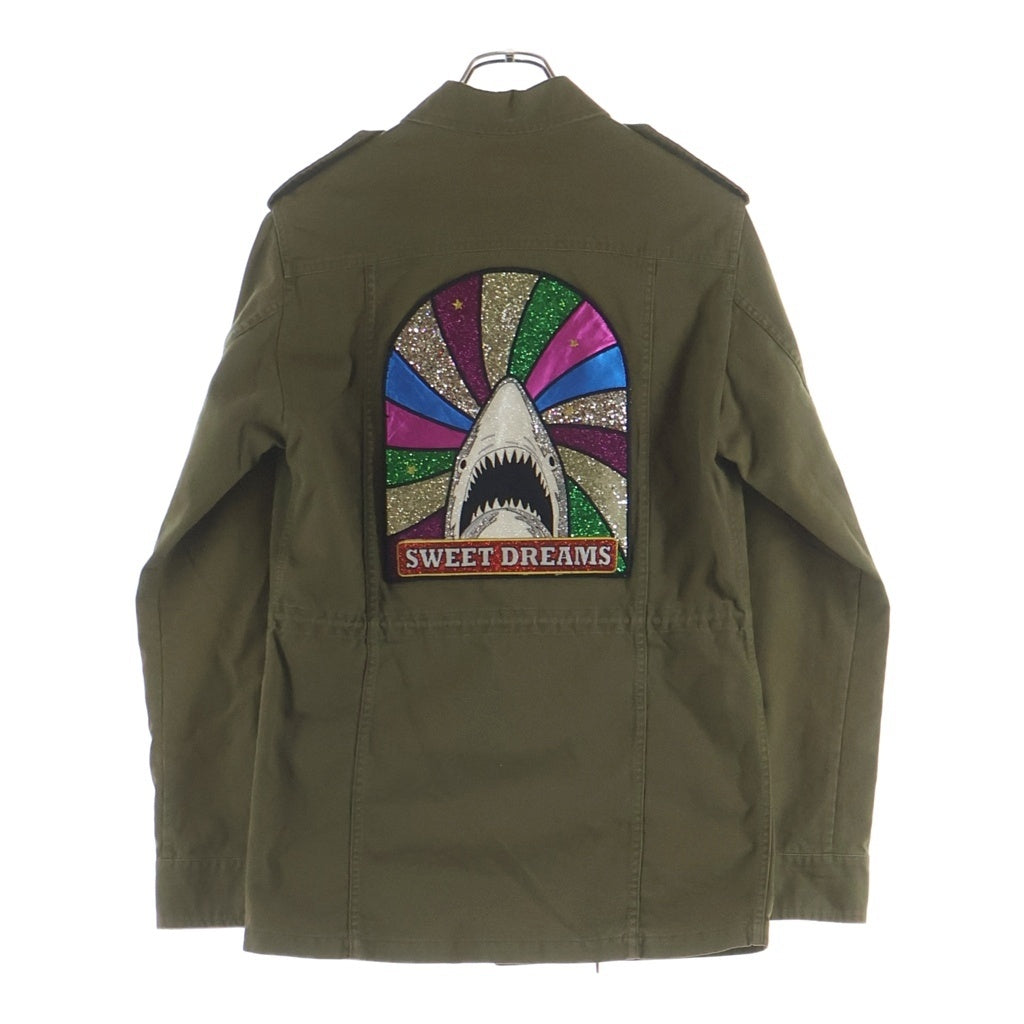 SAINT LAURENT PARIS(サンローランパリ) 16AW SHARK MILITARY SHORT COAT エディ期 バックシャークスパンコールミリタリージャケット カーキ 457956 Y153W
