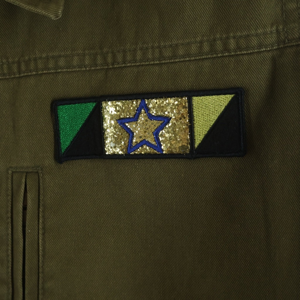 SAINT LAURENT PARIS(サンローランパリ) 16AW SHARK MILITARY SHORT COAT エディ期 バックシャークスパンコールミリタリージャケット カーキ 457956 Y153W