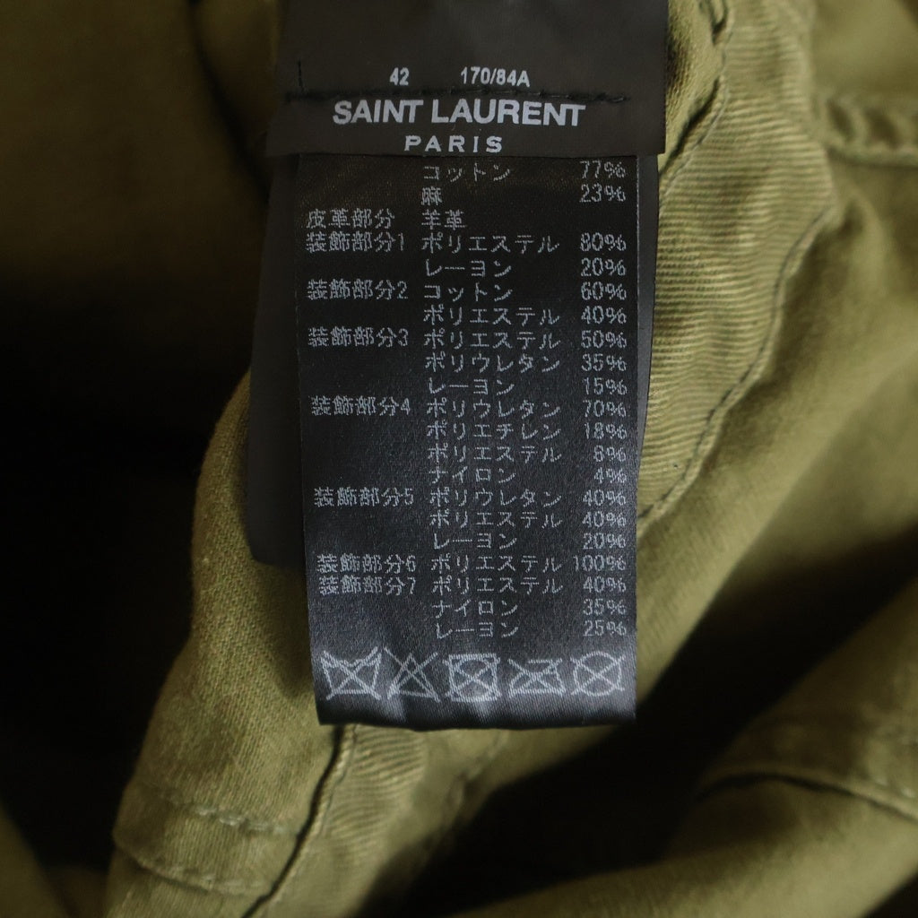 SAINT LAURENT PARIS(サンローランパリ) 16AW SHARK MILITARY SHORT COAT エディ期 バックシャークスパンコールミリタリージャケット カーキ 457956 Y153W