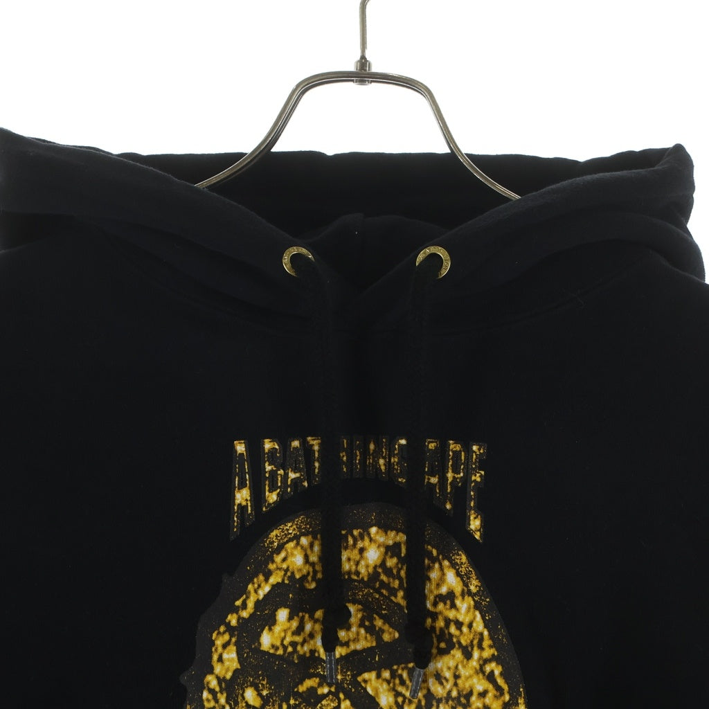 A BATHING APE(アベイシングエイプ) Gold Mad Face Hoodie ゴールドマッドフェイスフーディー フロントプリント アームプリント プルオーバーパーカー ブラック/ゴールド 001PPG301009X