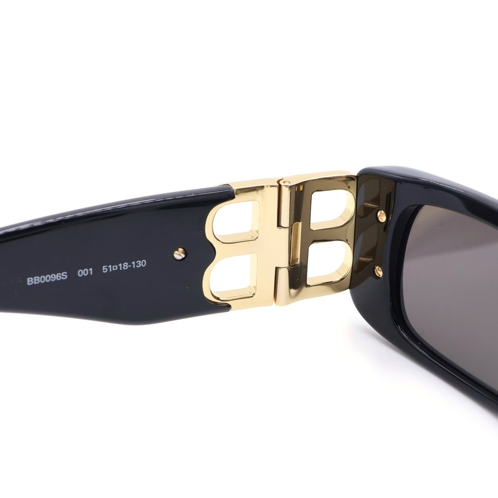 BALENCIAGA(バレンシアガ) Dynasty Rectangle ダイナスティ レクタングル BBロゴ サングラス アイウェア ブラック/ゴールド BB0096S