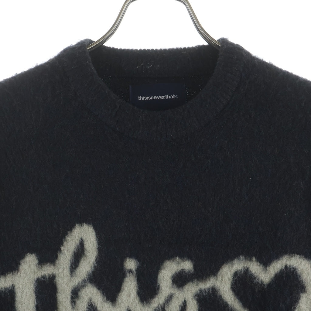 THISISNEVERTHAT(ディスイズネバーザット) Heart Logo knit Sweater ハートロゴ ニットセーター フロントデザイン ダークネイビー