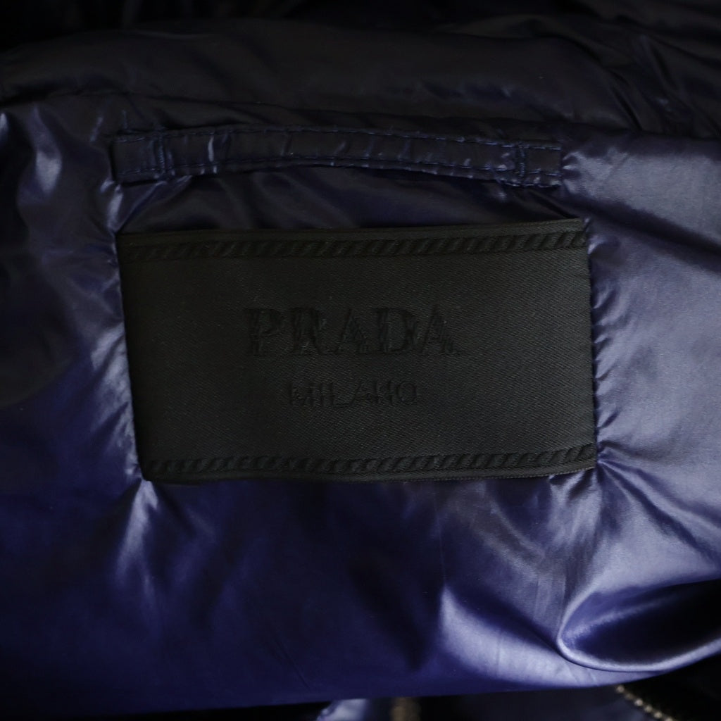 PRADA(プラダ) 胸ロゴプリント ジップアップ ダウンベスト ブルー SGC090 S222 11A9
