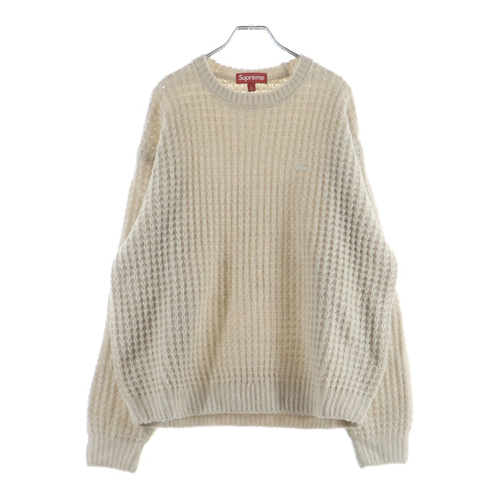 SUPREME(シュプリーム) 25AW small box waffle sweater クルーネック セーター ローゲージニット ベージュ