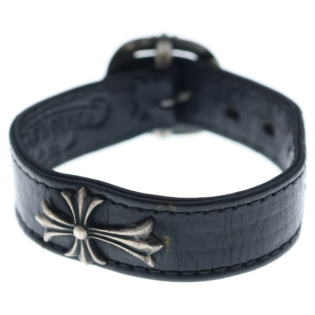 CHROME HEARTS(クロムハーツ) タイニーCHクロス装飾 ガンスリンガー レザーブレスレット ブラック