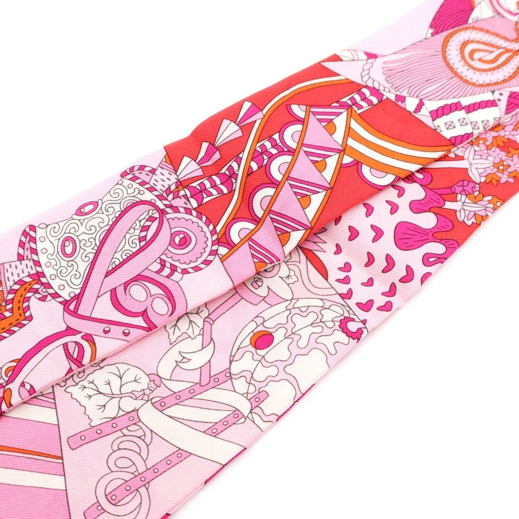 HERMES(エルメス) ツイリー De l'Ombrelle aux Duels Fuchsia 杖傘と決闘 フューシャ スカーフ ピンク レディース