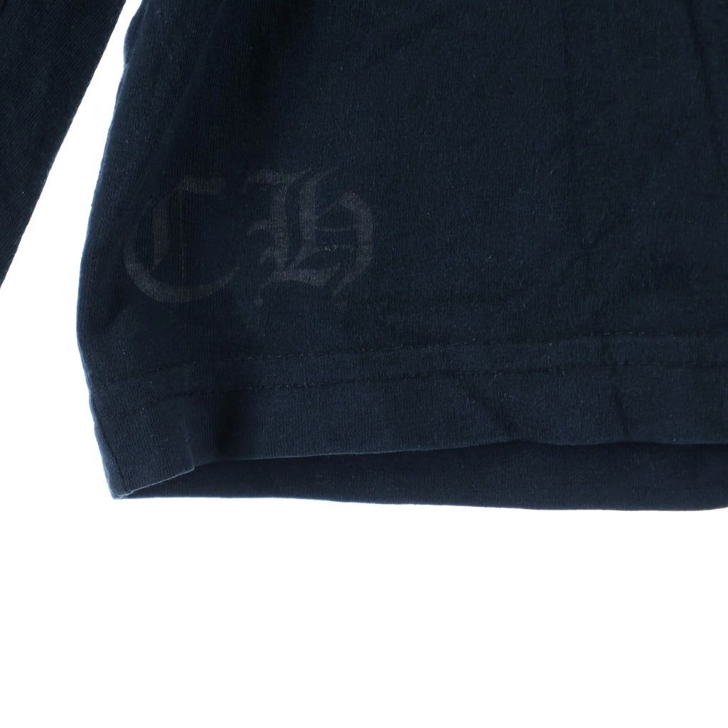 CHROME HEARTS(クロムハーツ) ヴァインダガープリント 胸ポケット 袖ロゴプリント 長袖 Tシャツ クルーネック カットソー ブラック