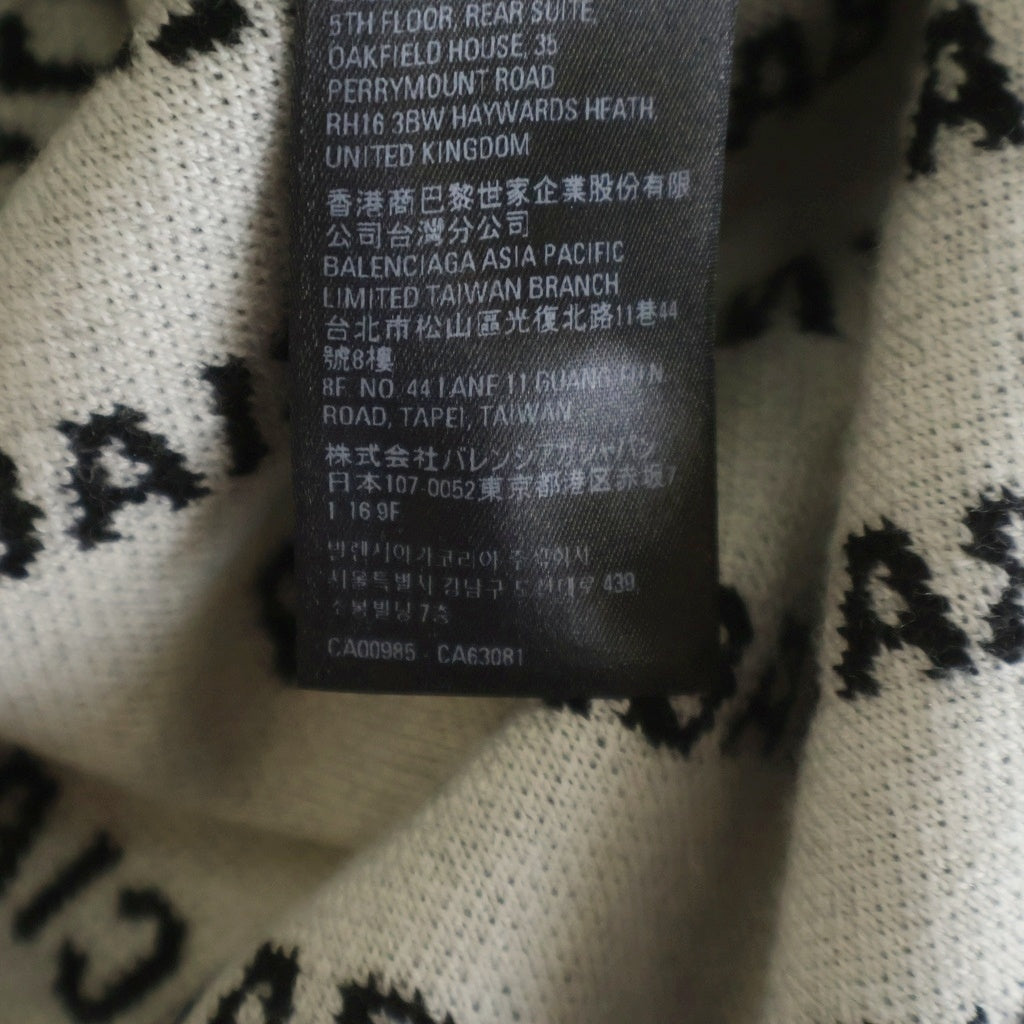 BALENCIAGA(バレンシアガ) ALLOVER LOGO WOOL KNIT CARDIGAN ロゴ総柄 ニットカーディガン ブラック 719649 T1660