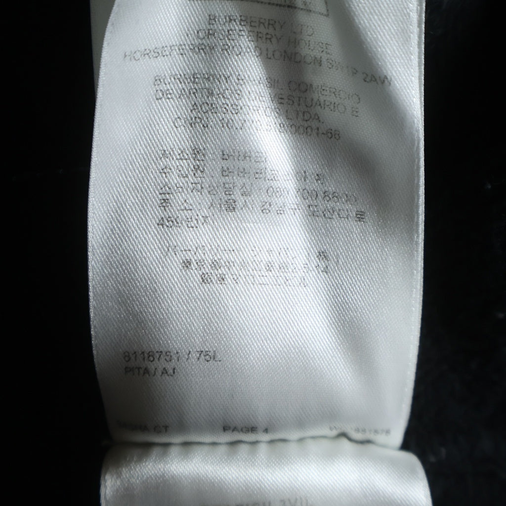 BURBERRY(バーバリー) チェックトリム コットンスウェットトレーナー 胸刺繍ロゴ サイドライン ブラック