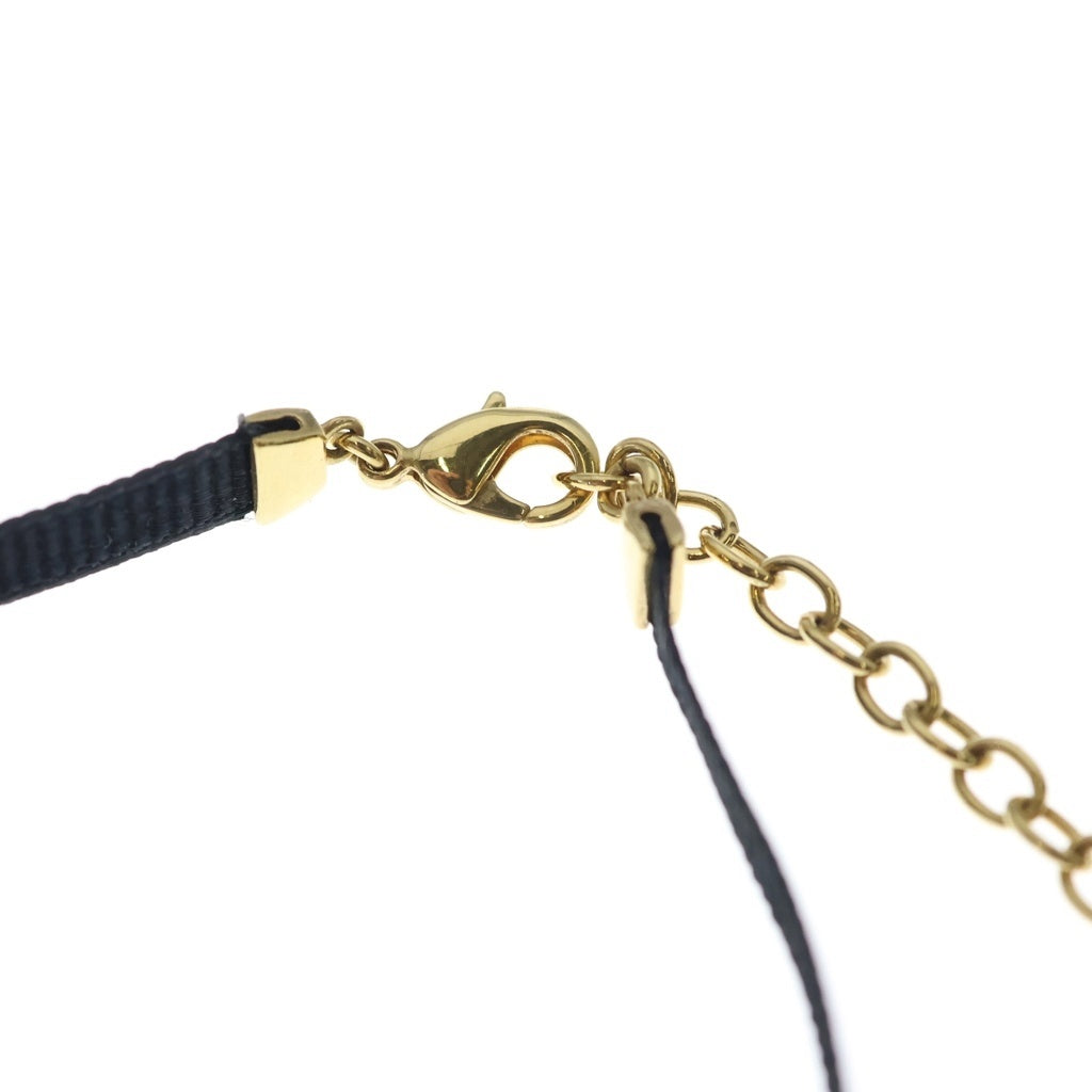 DIOR(ディオール) ロゴ ラインストーン チョーカー ゴールドGP ネックレス ゴールド/ブラック レディース