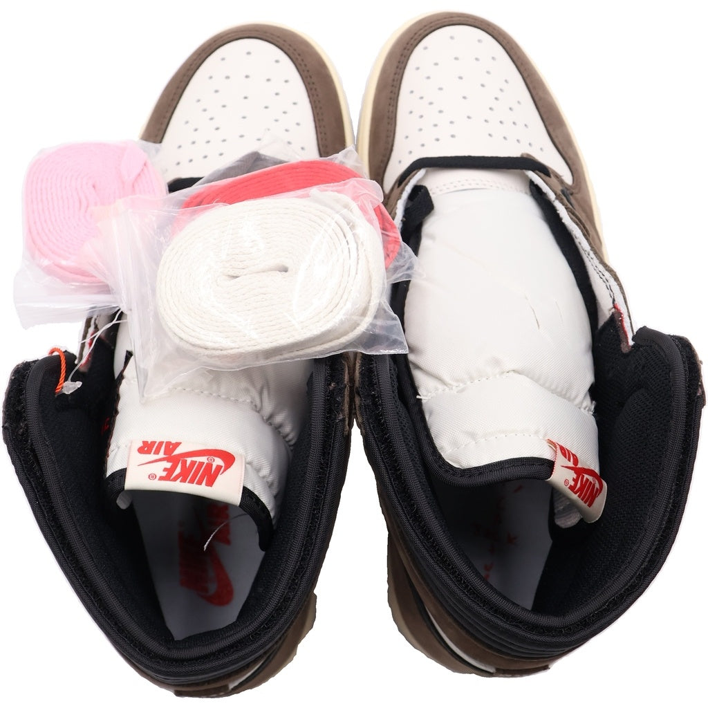 NIKE(ナイキ) ×TRAVIS SCOTT AIR JORDAN 1 RETRO HIGH OG TS SP トラヴィススコット エアジョーダン1 ハイカットスニーカー ブラウン/ホワイト CD4487-100 US10/28cm