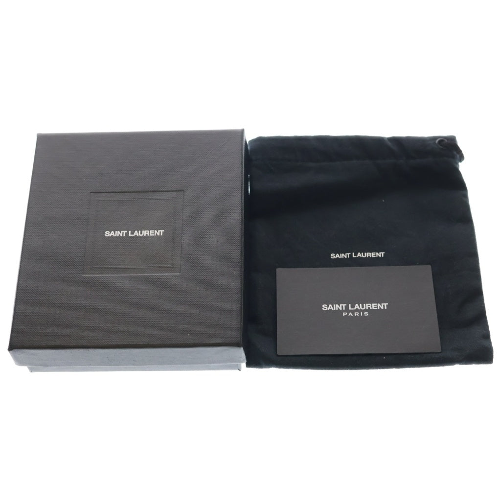 SAINT LAURENT PARIS(サンローランパリ) TINY WALLET ロゴプリント レザー ウォレット 二つ折り財布 グレー