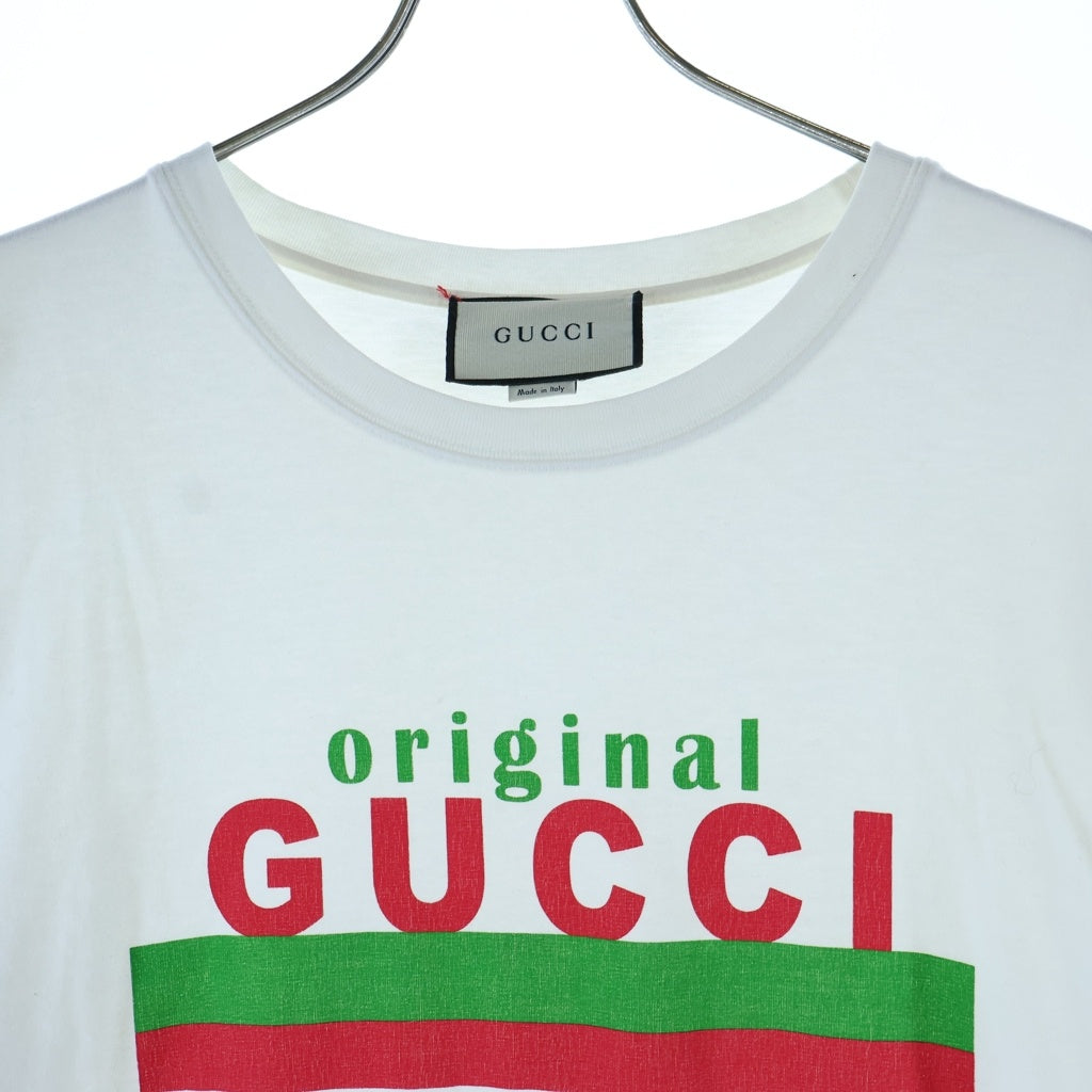 GUCCI(グッチ) 20SS オーバーサイズ フロントプリント クルーネック半袖Tシャツ ショートスリーブカットソー ホワイト 616036 XJCOQ