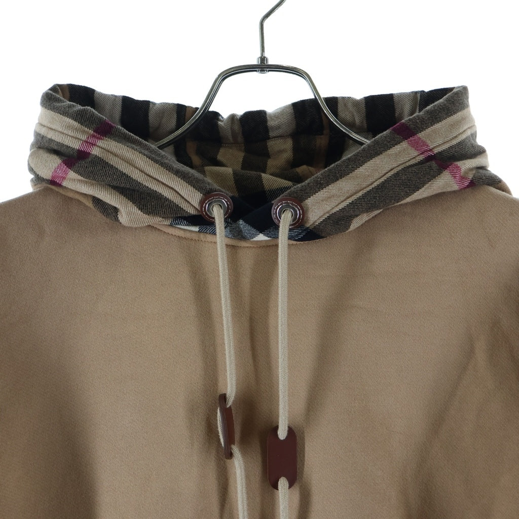 BURBERRY(バーバリー) チェックトリム コットンブレンドフーディー プルオーバーパーカー キャメル PTSIC9315VIL