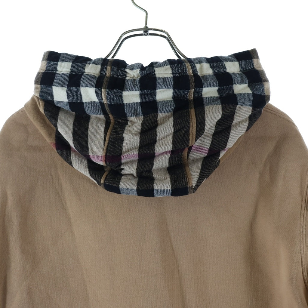 BURBERRY(バーバリー) チェックトリム コットンブレンドフーディー プルオーバーパーカー キャメル PTSIC9315VIL