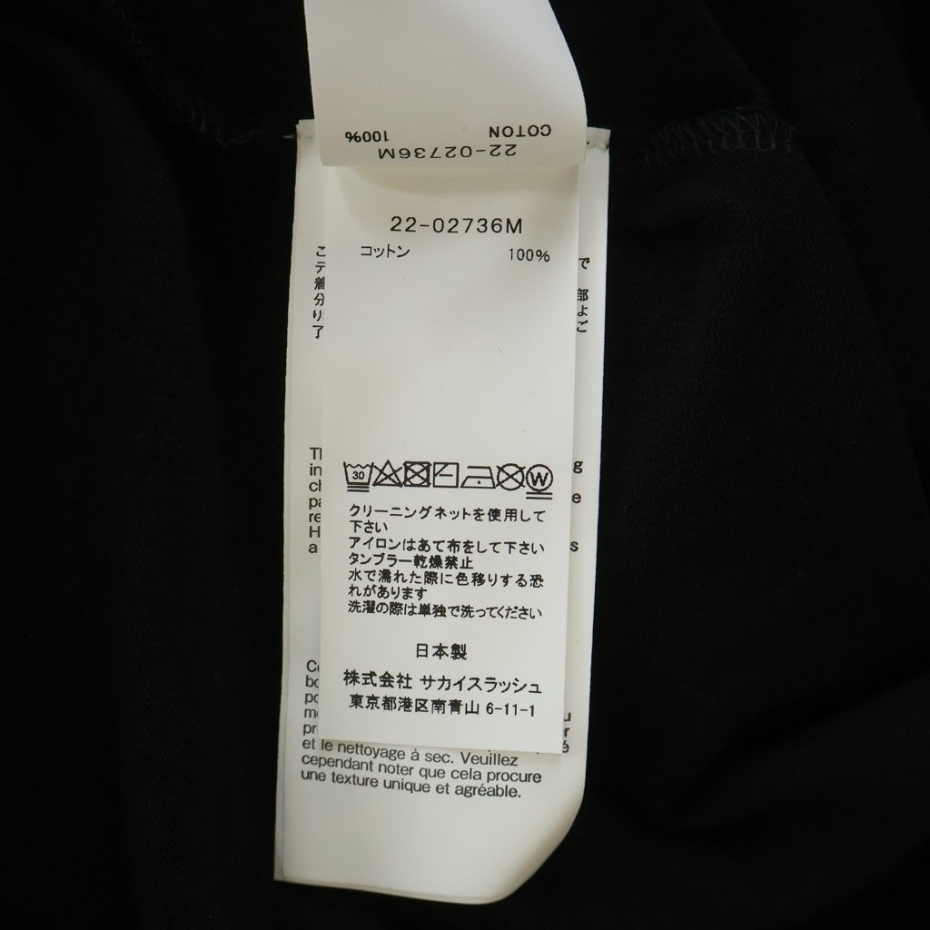 Sacai(サカイ) 22SS ピアス 胸ポケット 半袖 クルーネック Tシャツ ブラック 22-02736M