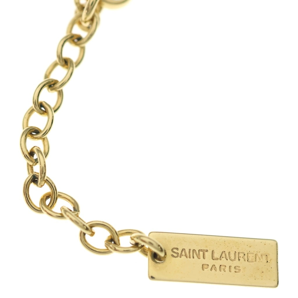 SAINT LAURENT PARIS(サンローランパリ) チェーンネックレス ロゴプレート ゴールド