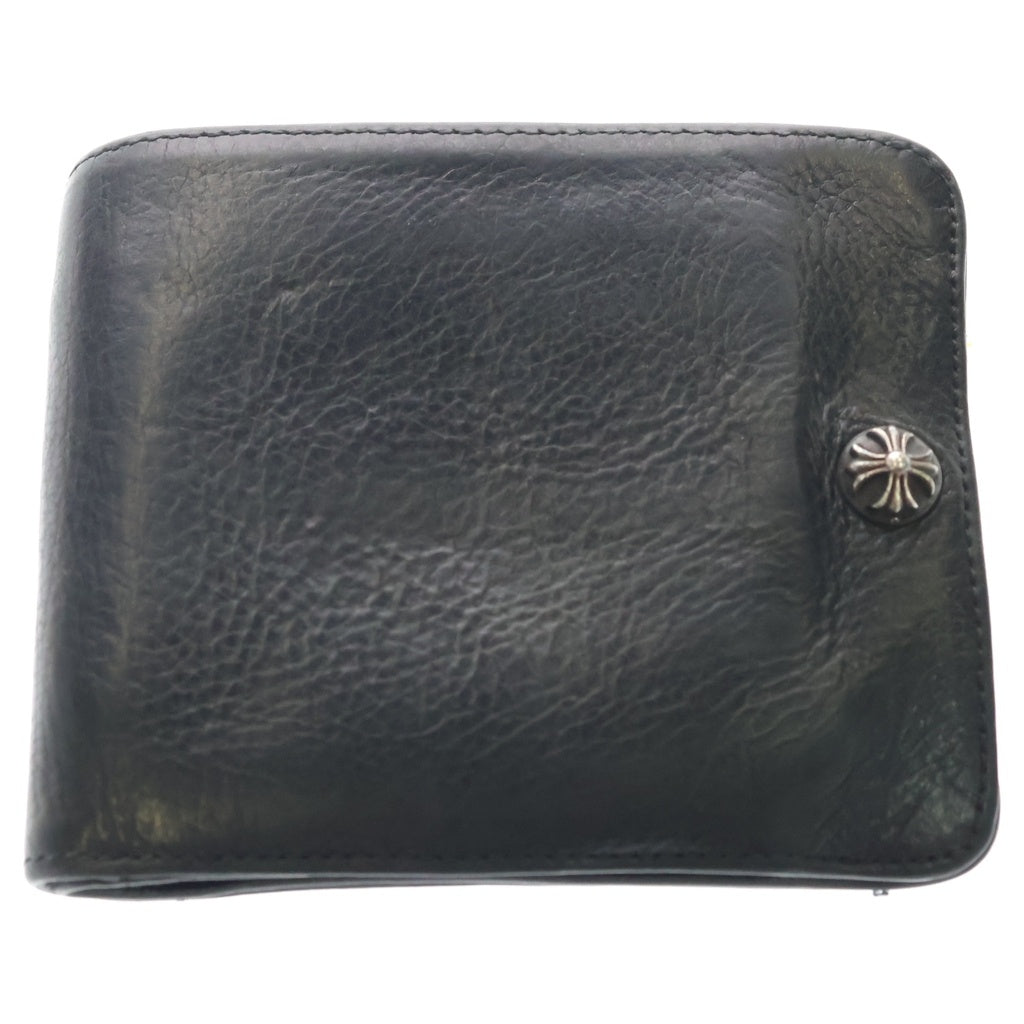 CHROME HEARTS(クロムハーツ) 1SNAP 1スナップ クロス ボールボタン レザーウォレット 財布 ブラック