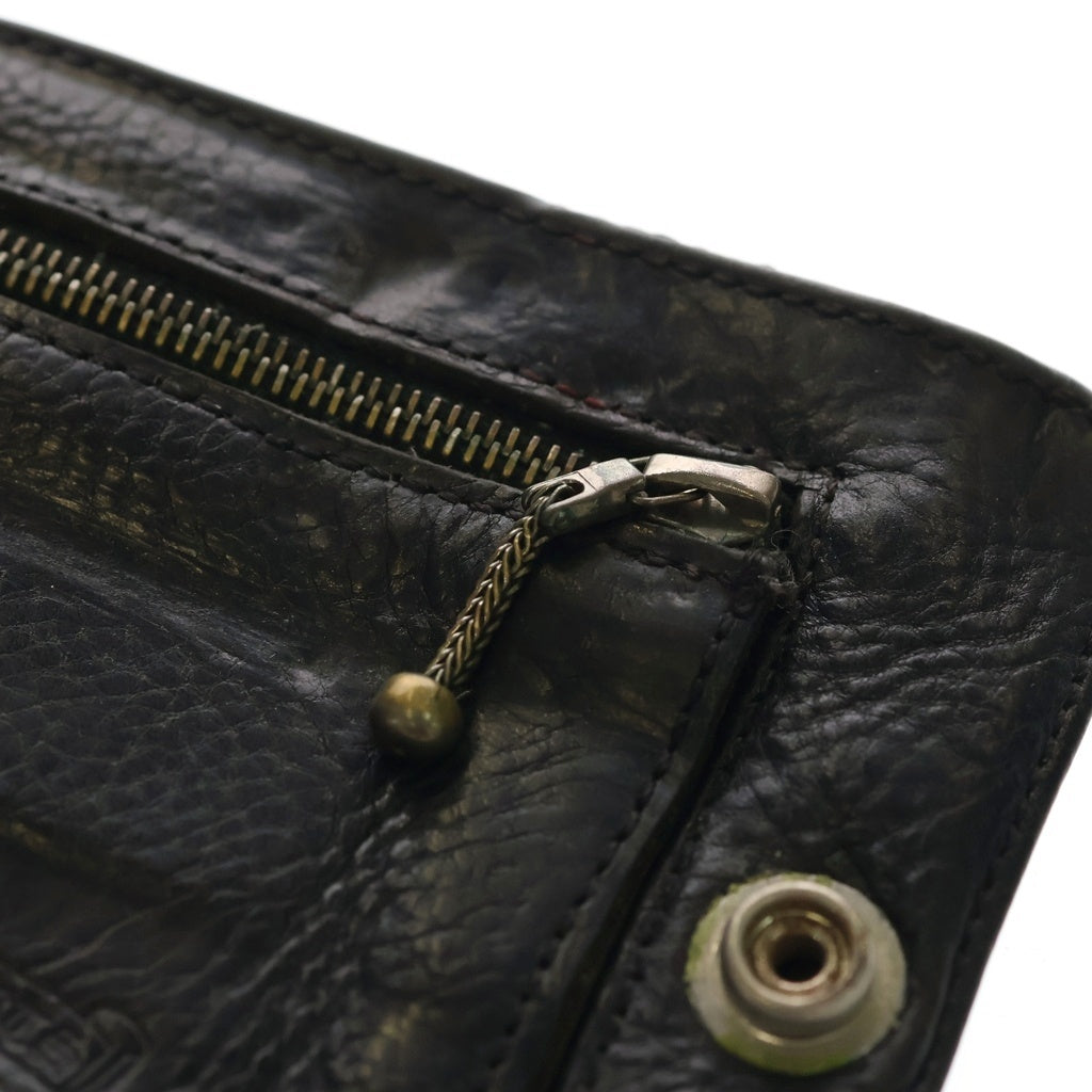 CHROME HEARTS(クロムハーツ) 1SNAP 1スナップ クロス ボールボタン レザーウォレット 財布 ブラック