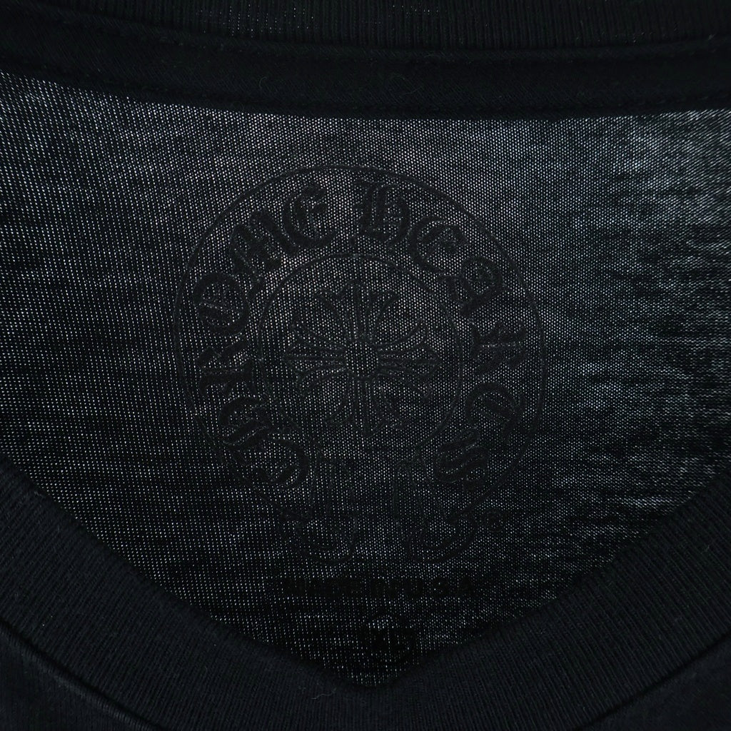 CHROME HEARTS(クロムハーツ) FLRL CRS HORSESHOE L/S バックホースシュー 袖フローラル ロングスリーブカットソー 長袖Tシャツ ブラック