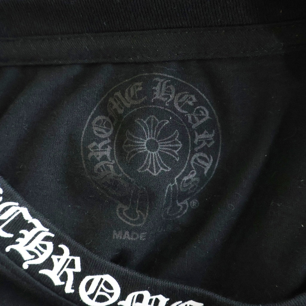 CHROME HEARTS(クロムハーツ) CH LS NECK LOGO ネックロゴプリント 袖ロゴ 長袖Tシャツ ロングスリーブカットソー ブラック