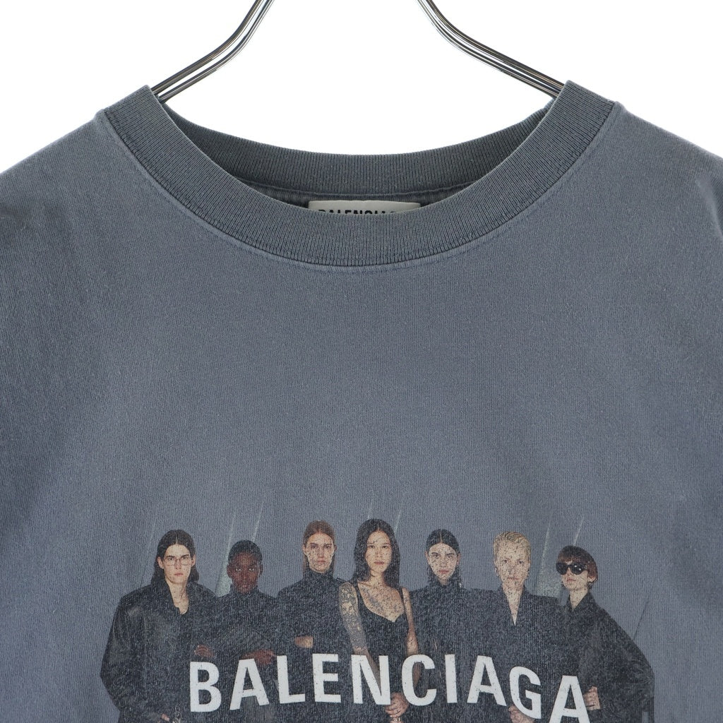 BALENCIAGA(バレンシアガ) リアルバレンシアガ フロント クルーネック 半袖Tシャツ グレー 612965 TIV47