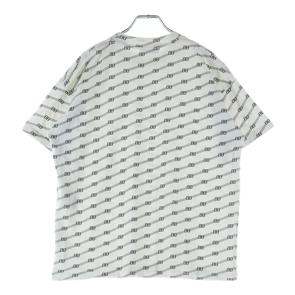 BALENCIAGA(バレンシアガ) BBロゴ総柄 クルーネック 半袖Tシャツ ホワイト 612965 TIVA1 2020