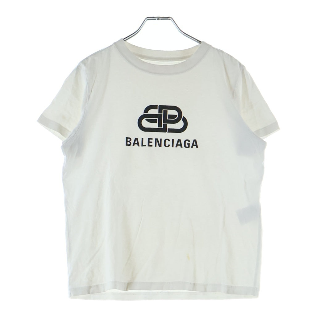 BALENCIAGA(バレンシアガ) BBロゴプリント クルーネック 半袖Tシャツ ホワイト レディース 578133 TEV48