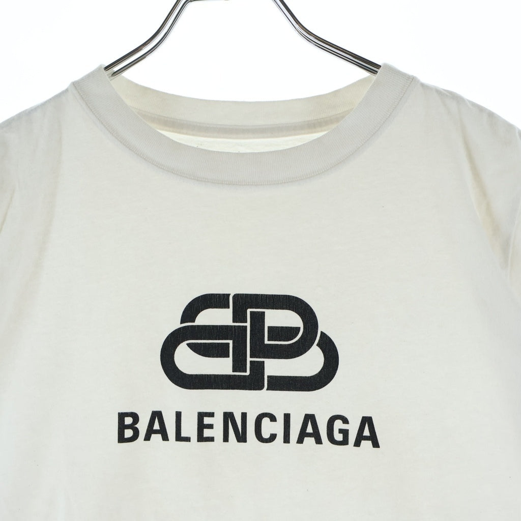 BALENCIAGA(バレンシアガ) BBロゴプリント クルーネック 半袖Tシャツ ホワイト レディース 578133 TEV48