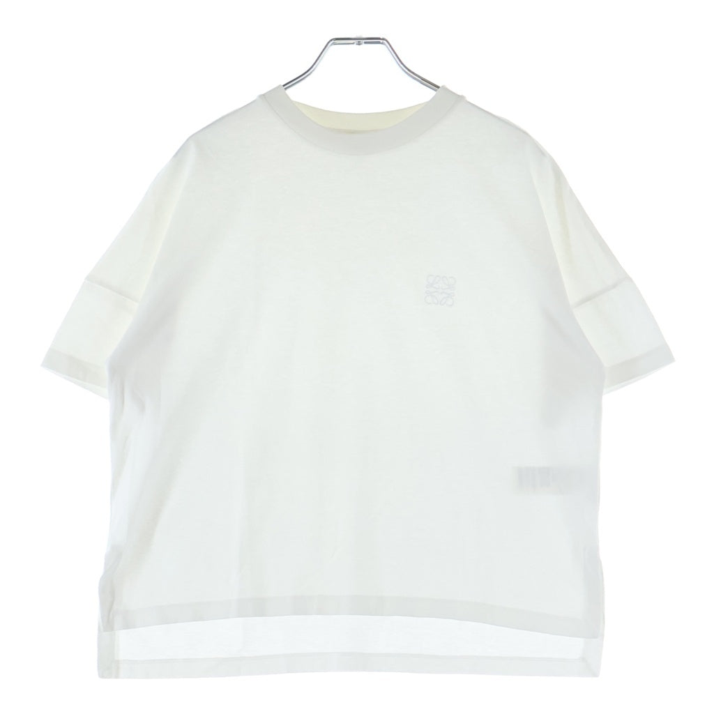 LOEWE(ロエベ) アナグラムロゴ刺繍 クルーネック 半袖Tシャツ ホワイト H526Y22XBC