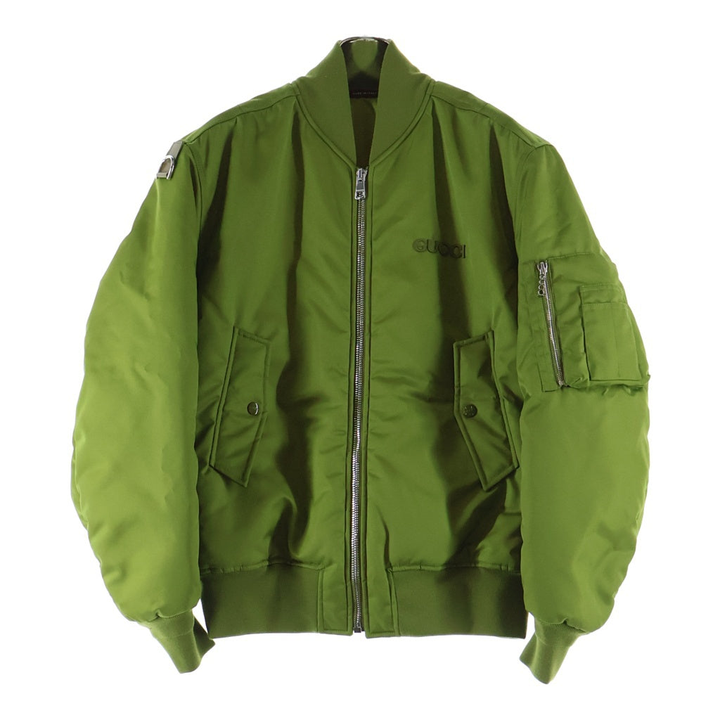 GUCCI(グッチ) フロントロゴ ナイロン ツイル ボンバージャケット ライトグリーン 793550 Z8BU4