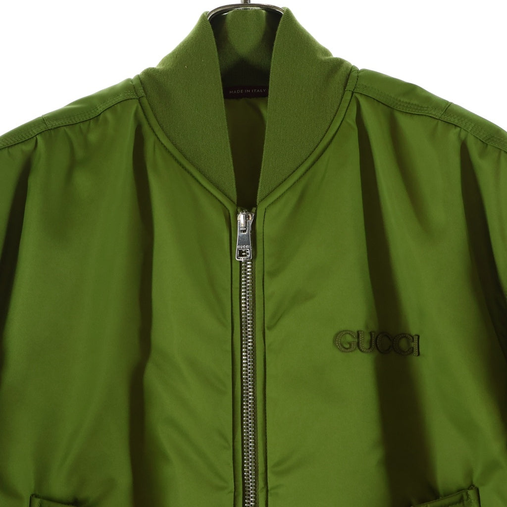 GUCCI(グッチ) フロントロゴ ナイロン ツイル ボンバージャケット ライトグリーン 793550 Z8BU4