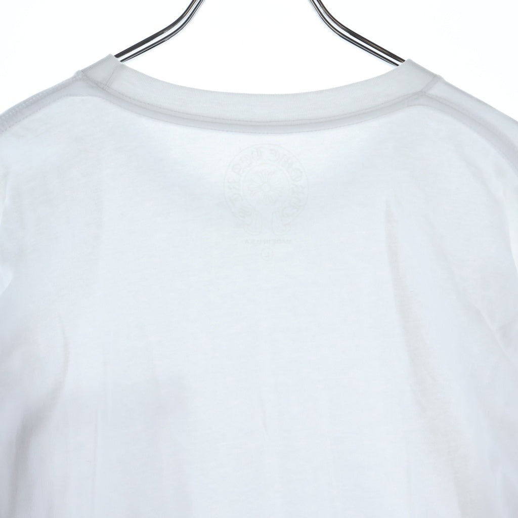 CHROME HEARTS(クロムハーツ) CH LS NECK LOGO ネックロゴプリント 袖ロゴ 長袖Tシャツ ロングスリーブカットソー ホワイト
